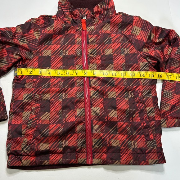 Kids Red Plaid Fleece Lined Jacket Size XS 4-5 Zip Up Outerwear - Picture 3 of 7